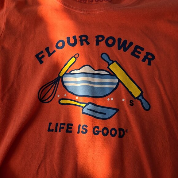 Life is Good Women’s Small Mango Orange color Long Sleeve Shirt | Flour Power - Picture 2 of 6